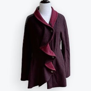 Anthropologie Rosie Neira Wool Cascading Ruffles Boho Sweater ~ M